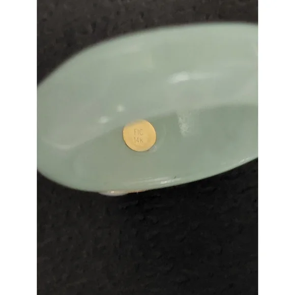 Natural Green Jade Pearl 14k Solid Yellow Gold Accent Ring Size 6 Brand New - Picture 7 of 8